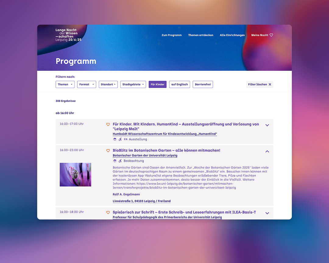 Program Lange Nacht der Wissenschaften Leipzig