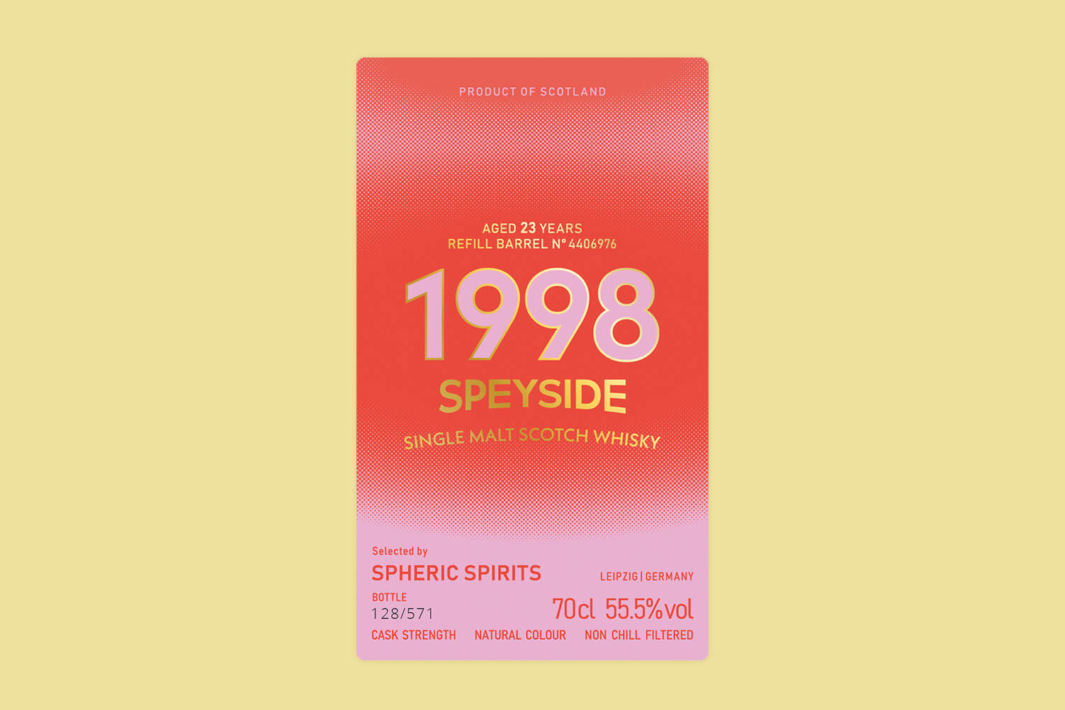 Label design for Spheric Spirits’Speyside whisky
